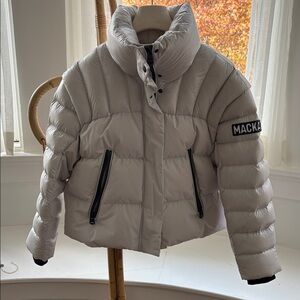 Mackage very light grey / cream Puffer Jacket with Black Accents